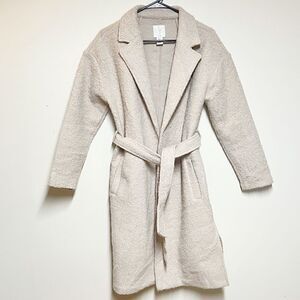 Anthropologie Joie Open front Belted Wool Blend Oatmeal Coat Sz S